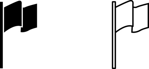 Symbols of flags designed with two distinct styles showing simple forms without complex details