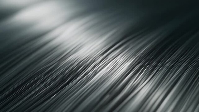 Close-up abstract view of numerous dark grey and silver metallic strands or fibers with a reflective sheen.