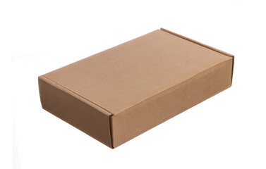 A small rectangular Cardboard box isolated on a white background