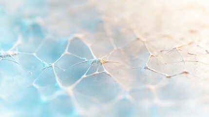 Close-up view of a delicate network of fibers under soft lighting in a natural setting
