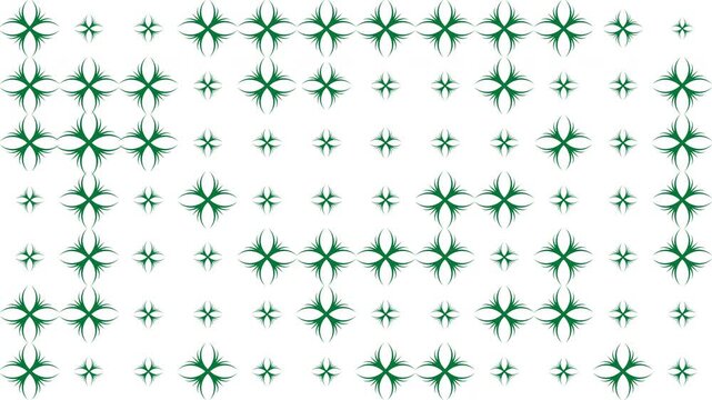 Green abstract floral star pattern on white. Suitable for backgrounds, textile prints, stationery designs, and spring themed products.
