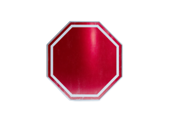 reflective stop sign isolated on transparent background