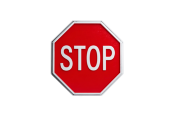 octagon stop road sign isolated on transparent background