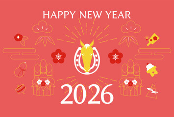 2026年の年賀状　午年　馬