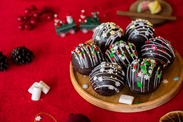 Chocolate Bombs with Christmas Gift Decorations