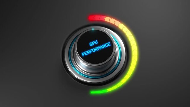 GPU performance level animation on color dial from green to red