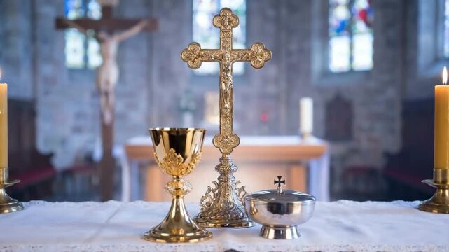 Holy Sacraments: Chalice, Paten, and Crucifix