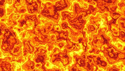 close-up view of molten lava. An abstract, fiery texture of swirling orange and yellow flames fills the frame. The intense, glowing pattern evokes heat, energy, and raw, elemental power.