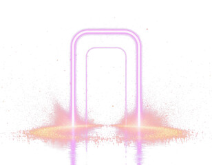 Glowing neon doorway transparent background PNG overlay