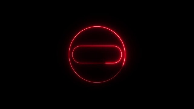 Neon minus icon animation. Glowing mathematics calculating sign symbol motion. representing digital math icon 4k video footage.