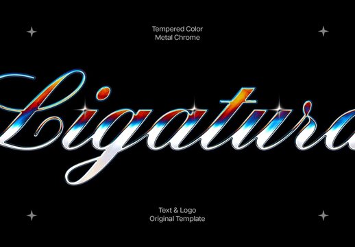 Tempered Color Metal Chrome Effect Mockup