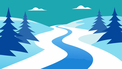 Winter landscape with trees and a river