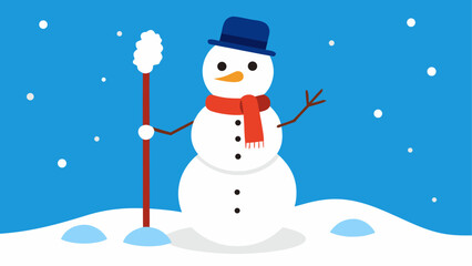 Cartoon snowman with hat and red scarf art