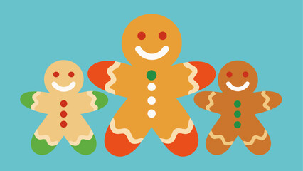 Three gingerbread men on a blue background