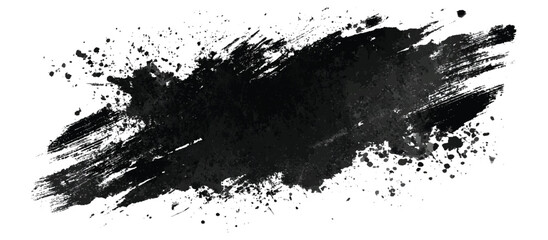 Abstract dirty paint brush stroke with grunge border ink lines and splash effect for creative template design.