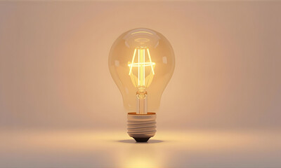 Brightly lit led filament bulb, a symbol of idea and innovation.