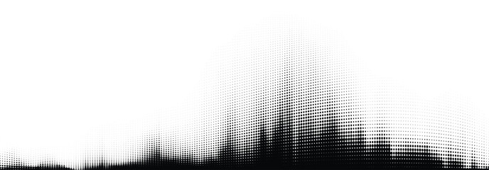 Vector halftone wave dot gradient smooth abstract texture. Grunge glitch background with  sound frequency oscillation.