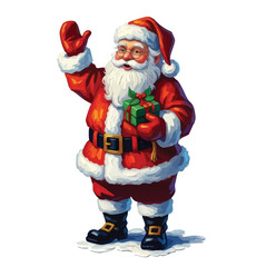 Christmas Santa Claus isolated on white background. Vector illustration of santa welcoming with gifts