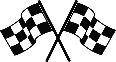 Fototapeta premium Two checkered racing flags crossed in a victory celebration