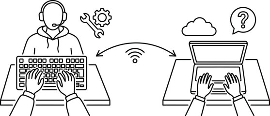 Remote IT support service vector illustration concept.