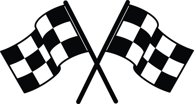 Two checkered racing flags crossed in a victory celebration