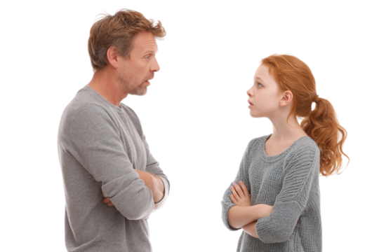 adolescent arguing with mother and father isolated on transparent background - Powered by Adobe