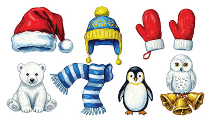 vector set of christmas accessories