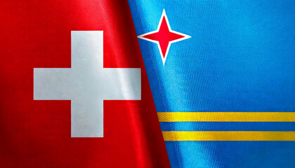 スイスの国旗とオランダ領アルバの国旗(Switzerland flag & Aruba flag.)

