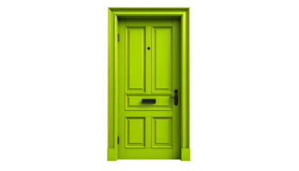 Lime-green, paneled door on black