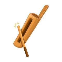 Kentongan is Indonesian Tool Alarm Cartoon Illustration Vector