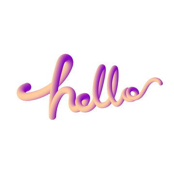 Vibrant Gradient Tubular Script Lettering of the Word Hello