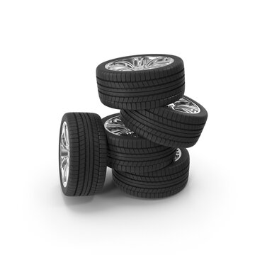 Tall stack of car tires