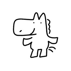 笑顔で立つかわいい馬キャラクターのラインアート