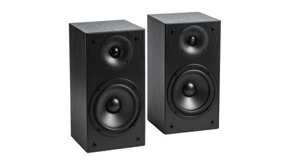 Obraz premium Two black rectangular speakers
