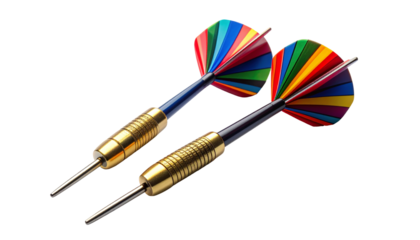 Pair of rainbow dart on black ground