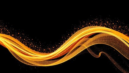 Abstract orange wave. Dynamic Energy Flow with Glowing Particles Background