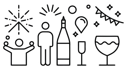 set of kitchen utensils wine glass drink alcohol illustration vector icon party design art symbol set silhouette design icon 