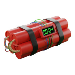 Time bomb with digital timer isolated on transparent background