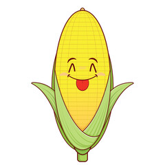 corn playful face cartoon cute