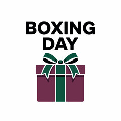 Boxing Day Greeting, Gift Box with Ribbon, Festive Typography