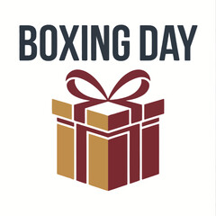 Boxing Day Greeting, Gift Box with Ribbon, Festive Typography