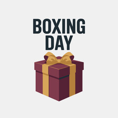 Boxing Day Greeting, Gift Box with Ribbon, Festive Typography