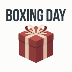 Boxing Day Greeting, Gift Box with Ribbon, Festive Typography
