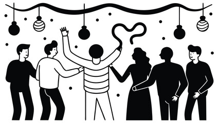 vector illustration of a party  people silhouette vector couple woman illustration love cartoon art drawing hand design icon 