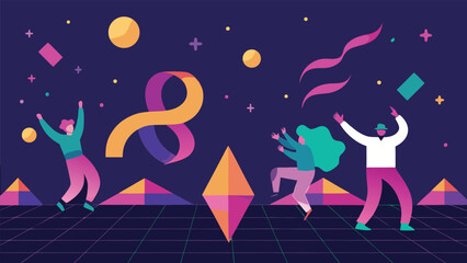 happy new year celebration christmas night vector illustration party snow star dance people silhouette woman art dancing design 