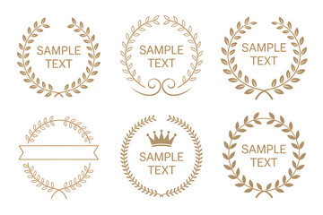 Elegant golden laurel wreaths vector set for awards and victory
