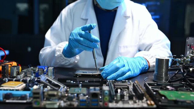 Showcasing expert computer hardware assembly and hard drive installation with precision and advanced technology for IT and electronics enthusiasts.