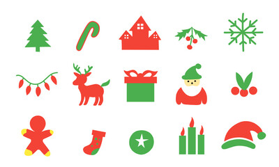 set of vector illustrations of Christmas icon silhouettes