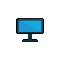 Modern color line desktop monitor icon showing a computer screen for digital work, office tasks, design, browsing, coding, and technology-related projects in websites and apps.