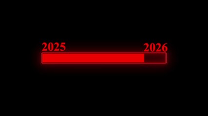 2025 to 2026 year changing animation bar .New year 2026 loading bar animation Year changing from 2025 to 2026.Loading bar from 2025 to 2026 new year transfer animation.Advance happy new year.